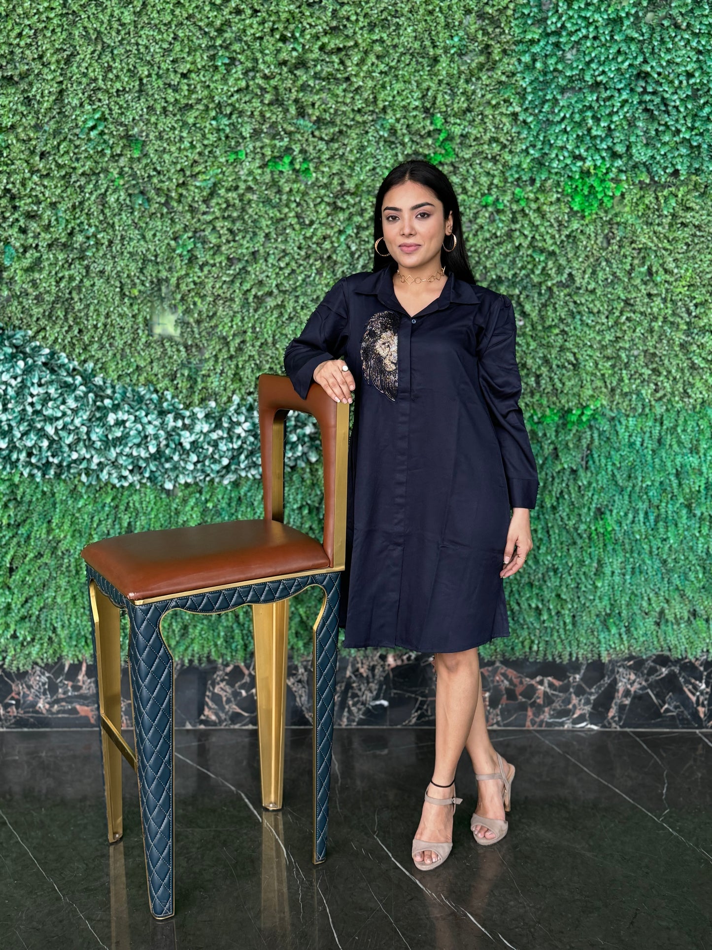 Lion on Blue Shirtdress