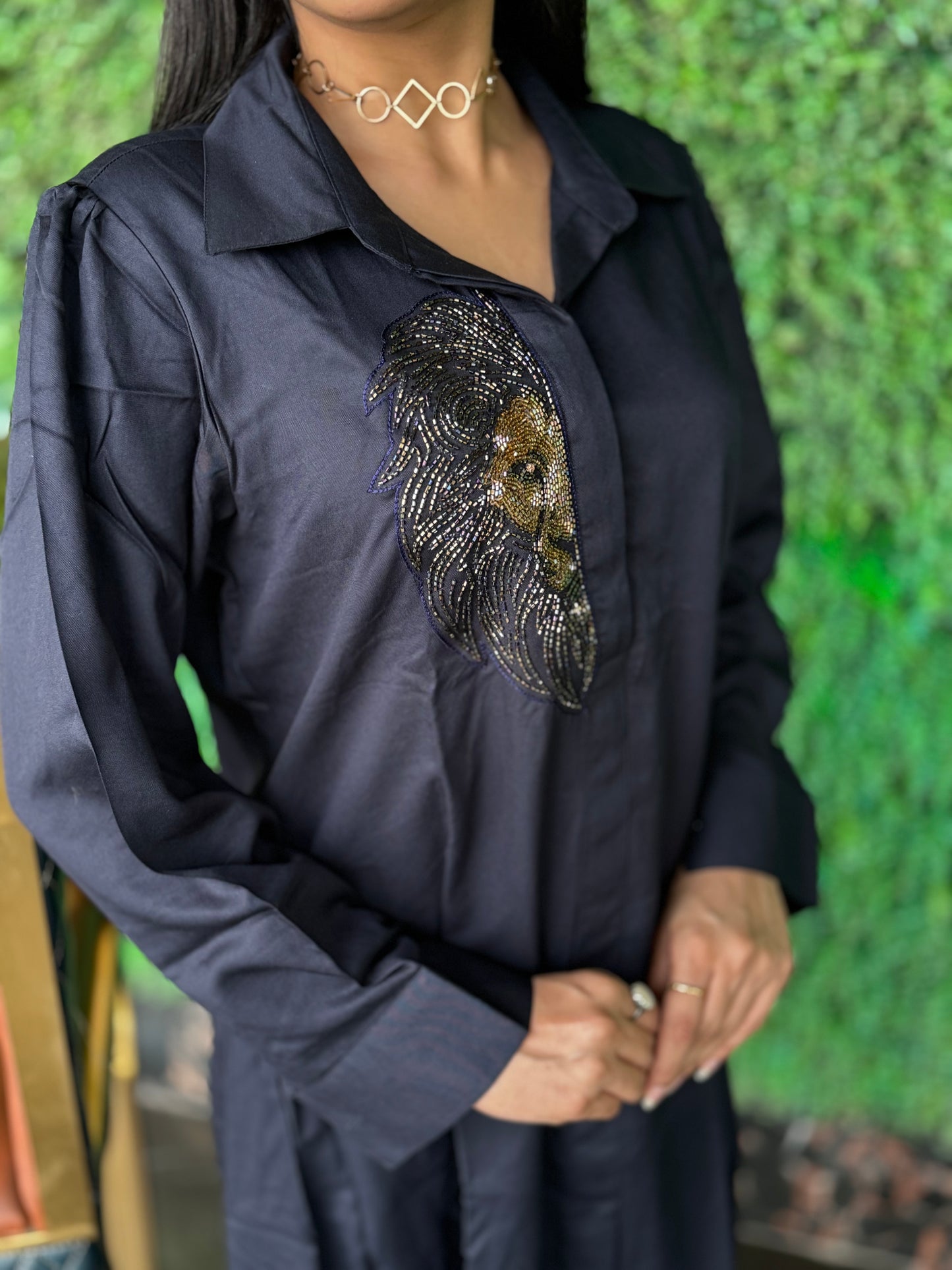 Lion on Blue Shirtdress