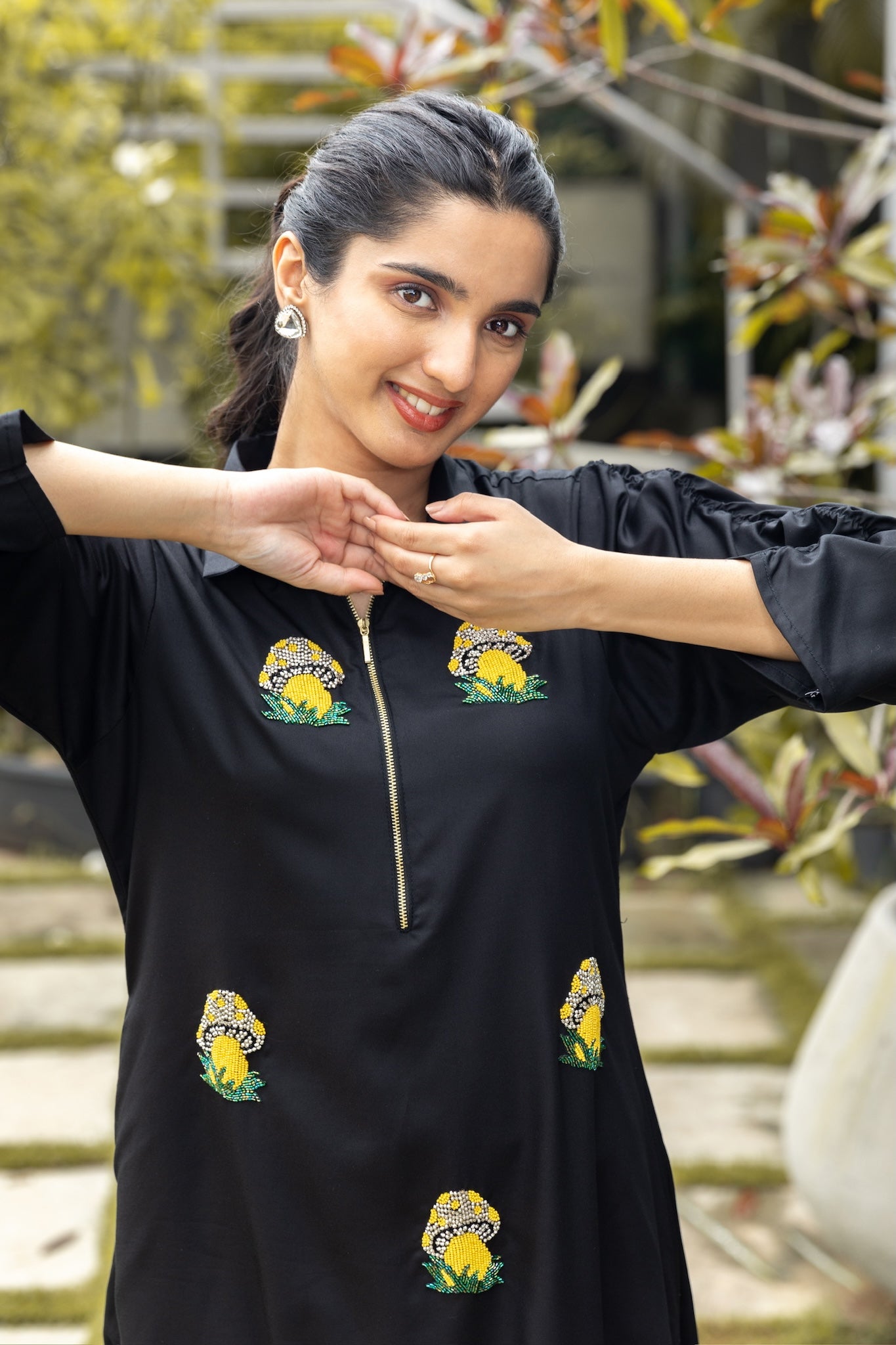 Shrooms On Black Dress