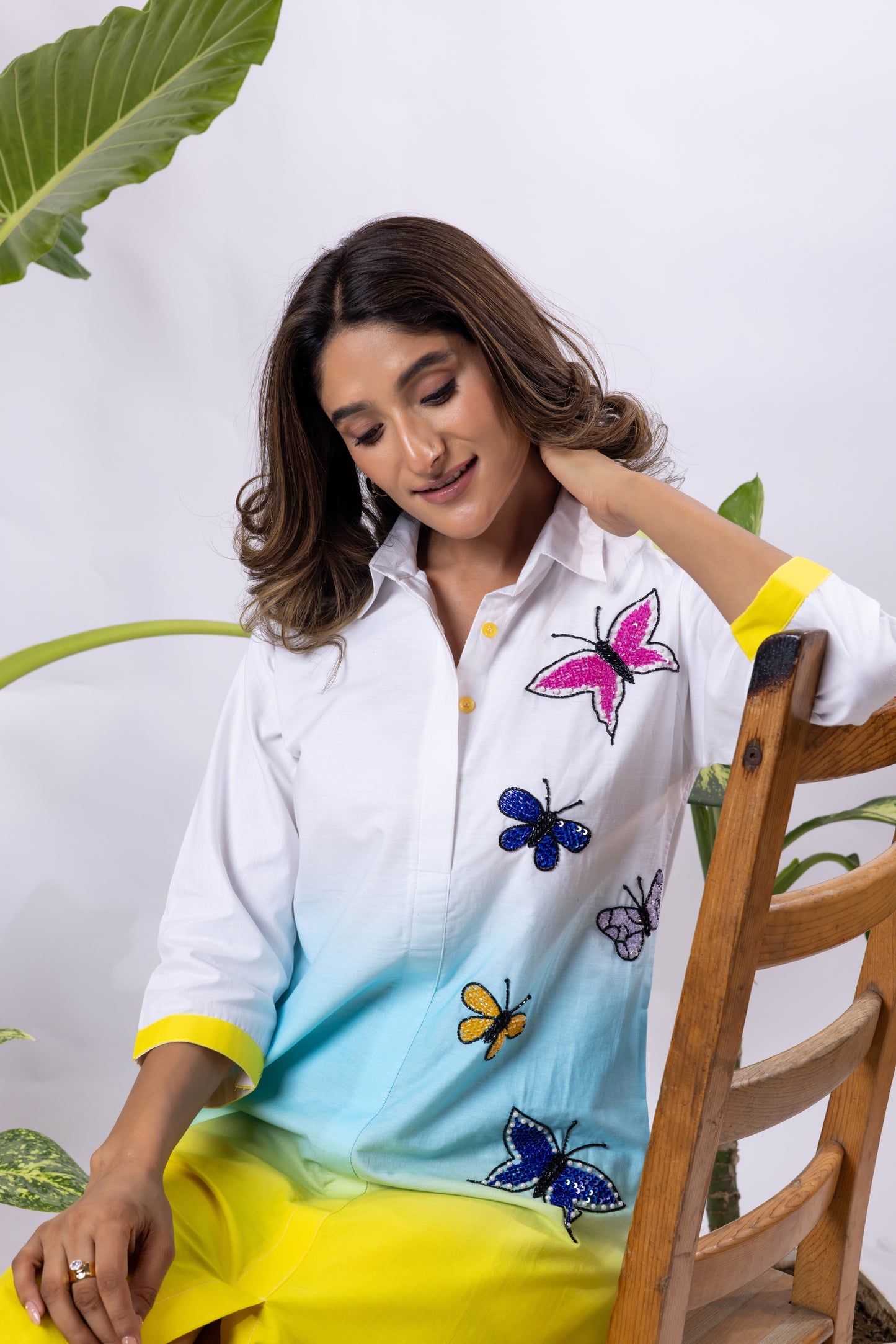 Ombre with 5 Butterflies