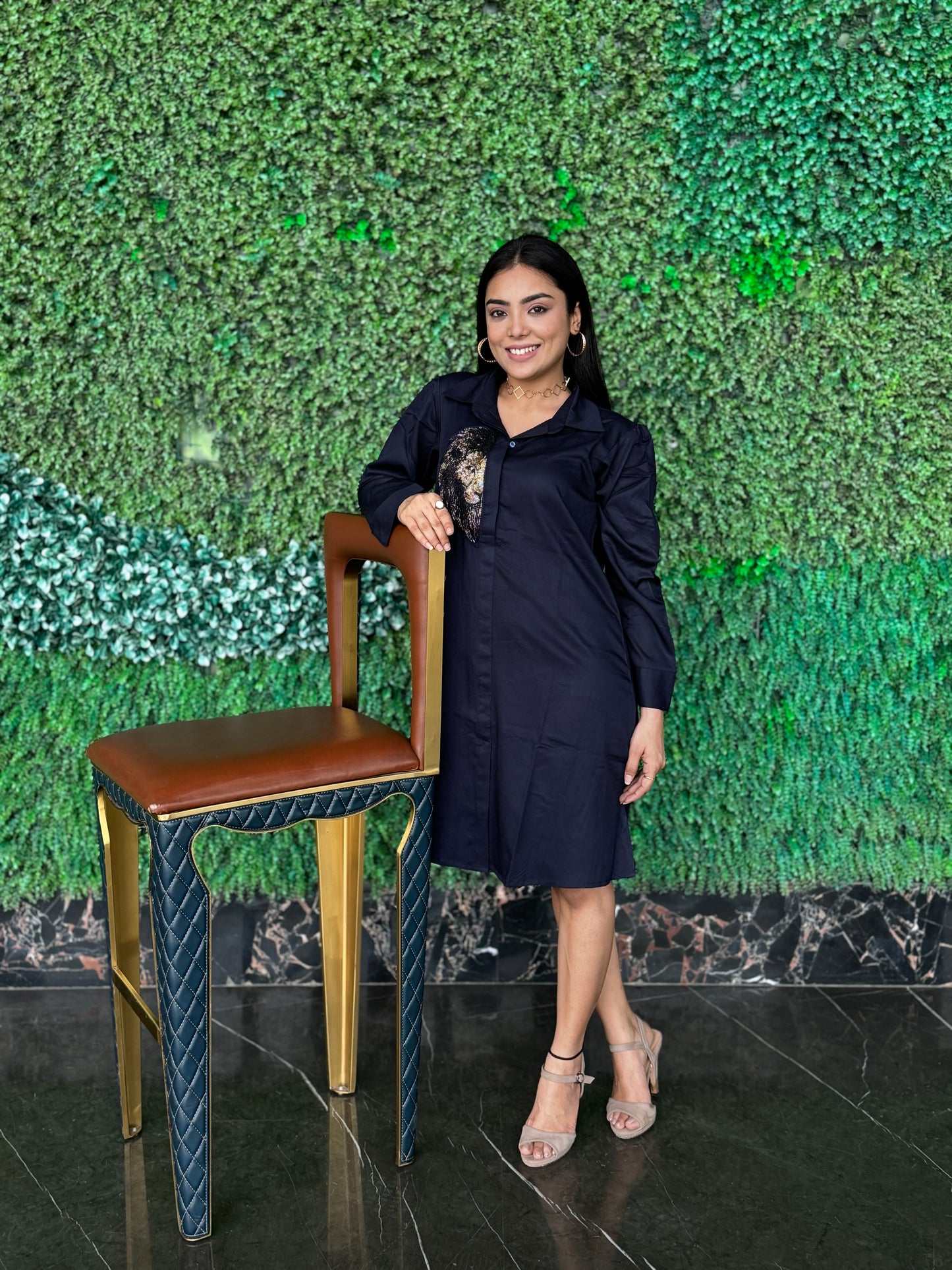 Lion on Blue Shirtdress