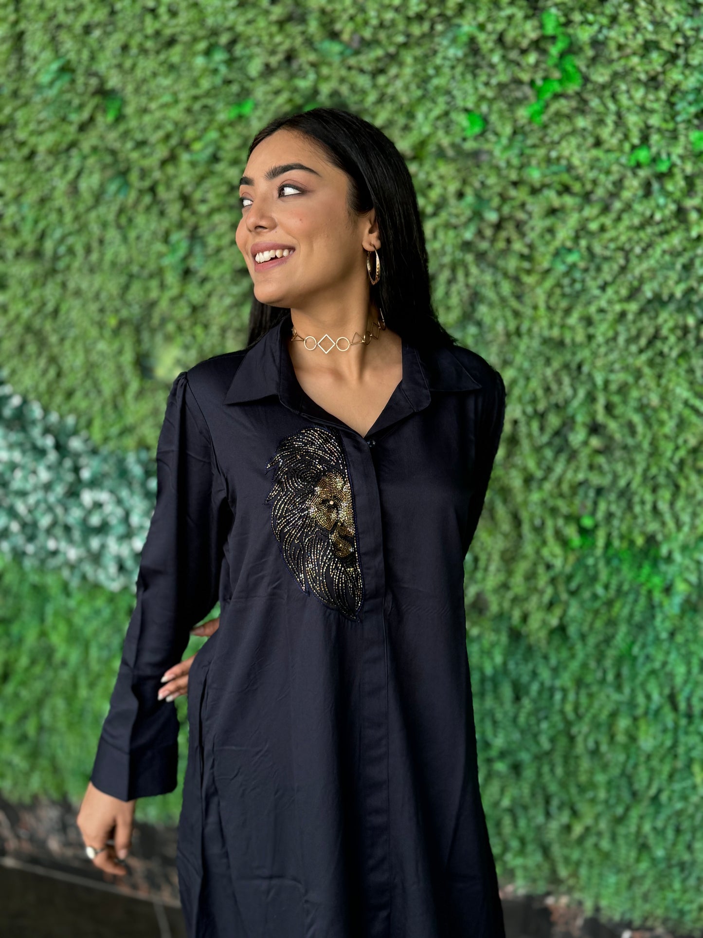Lion on Blue Shirtdress