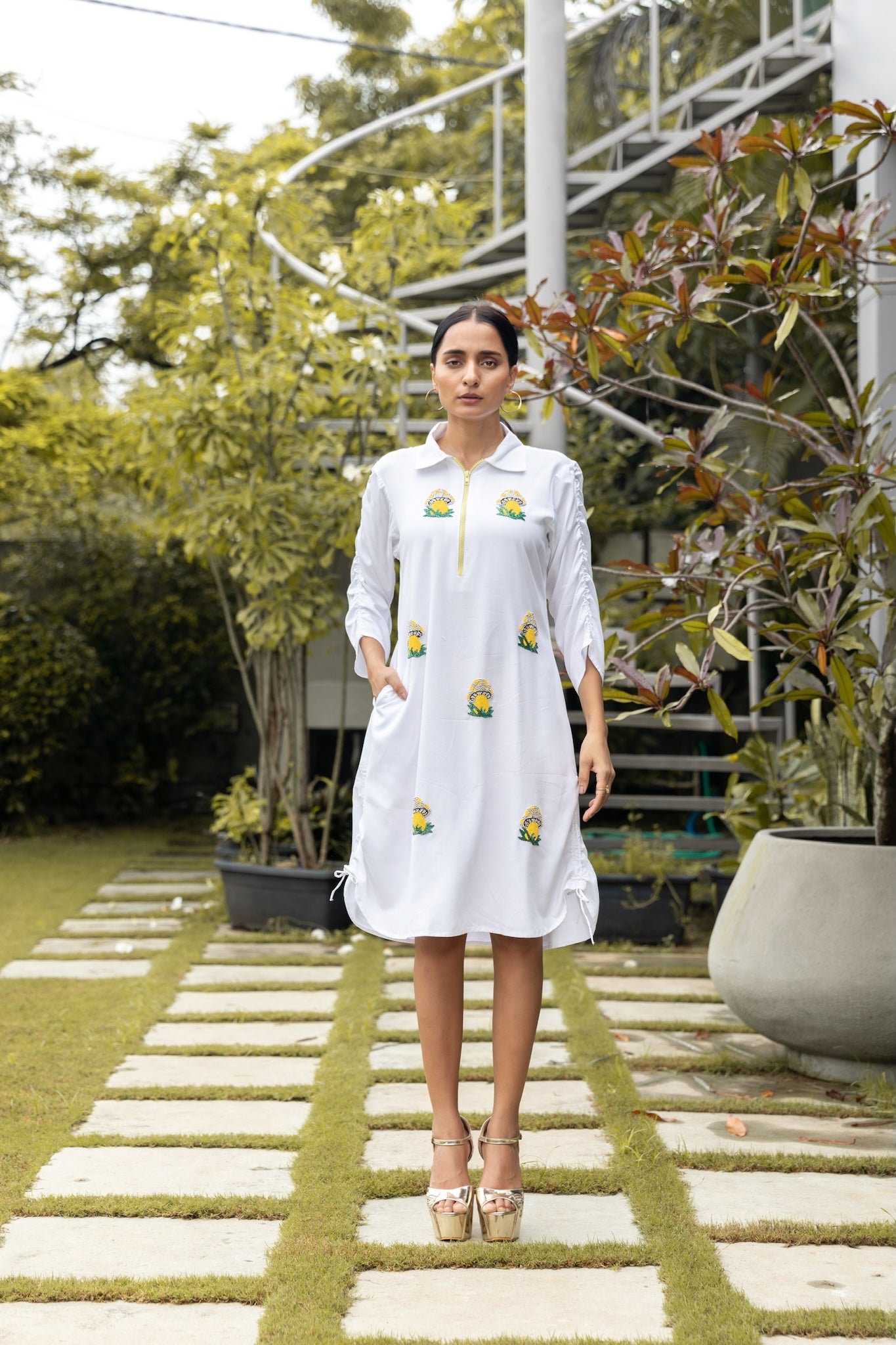 Shrooms On White Dress