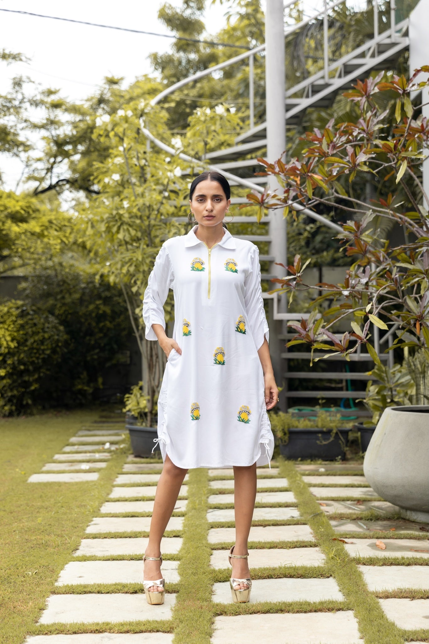 Shrooms On White Dress