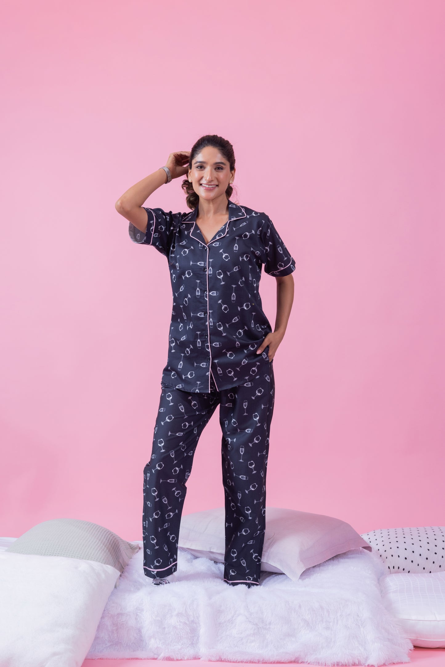 Champagne glass on black