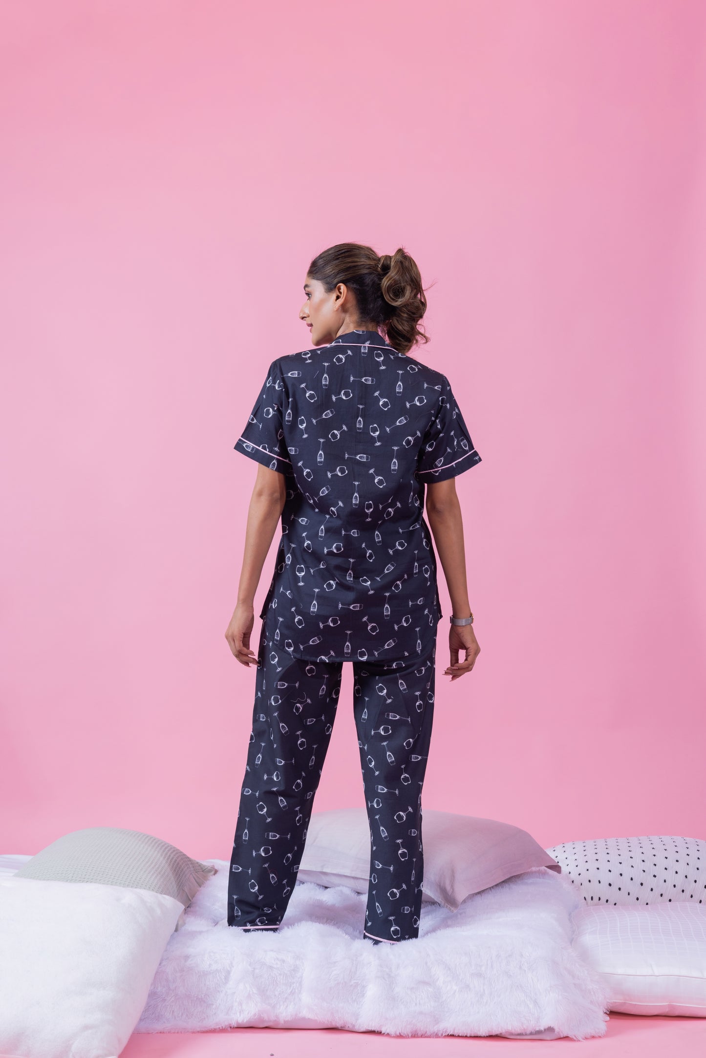 Champagne glass on black