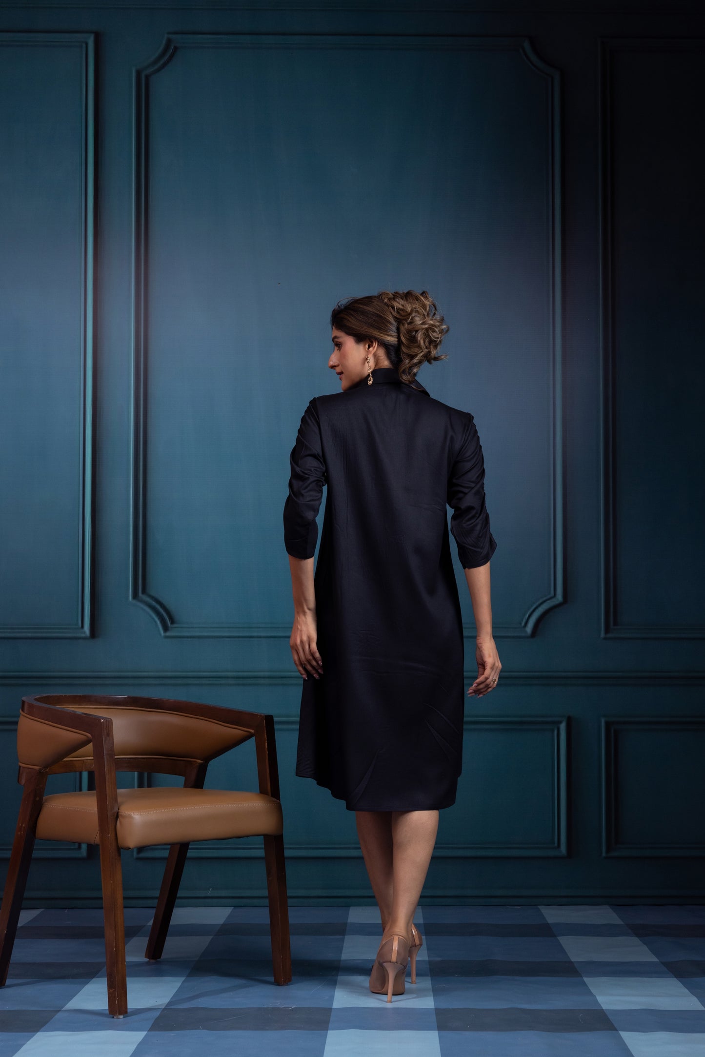 Bee hive zipper dress ( Black )