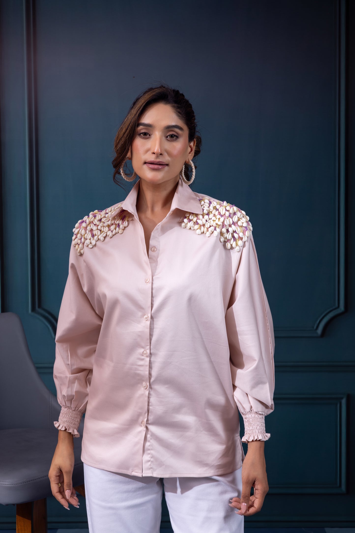 Pastel Peach shells shirt