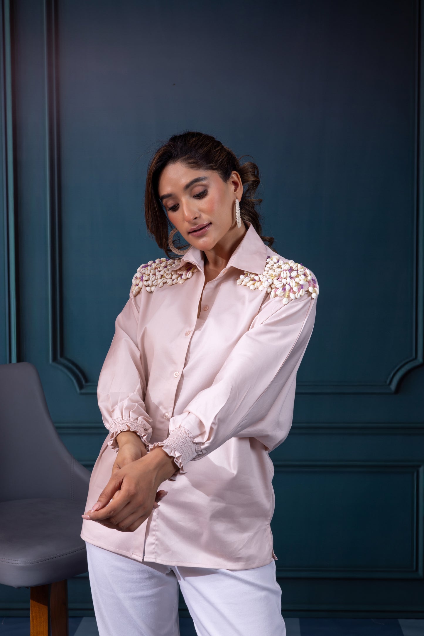 Pastel Peach shells shirt