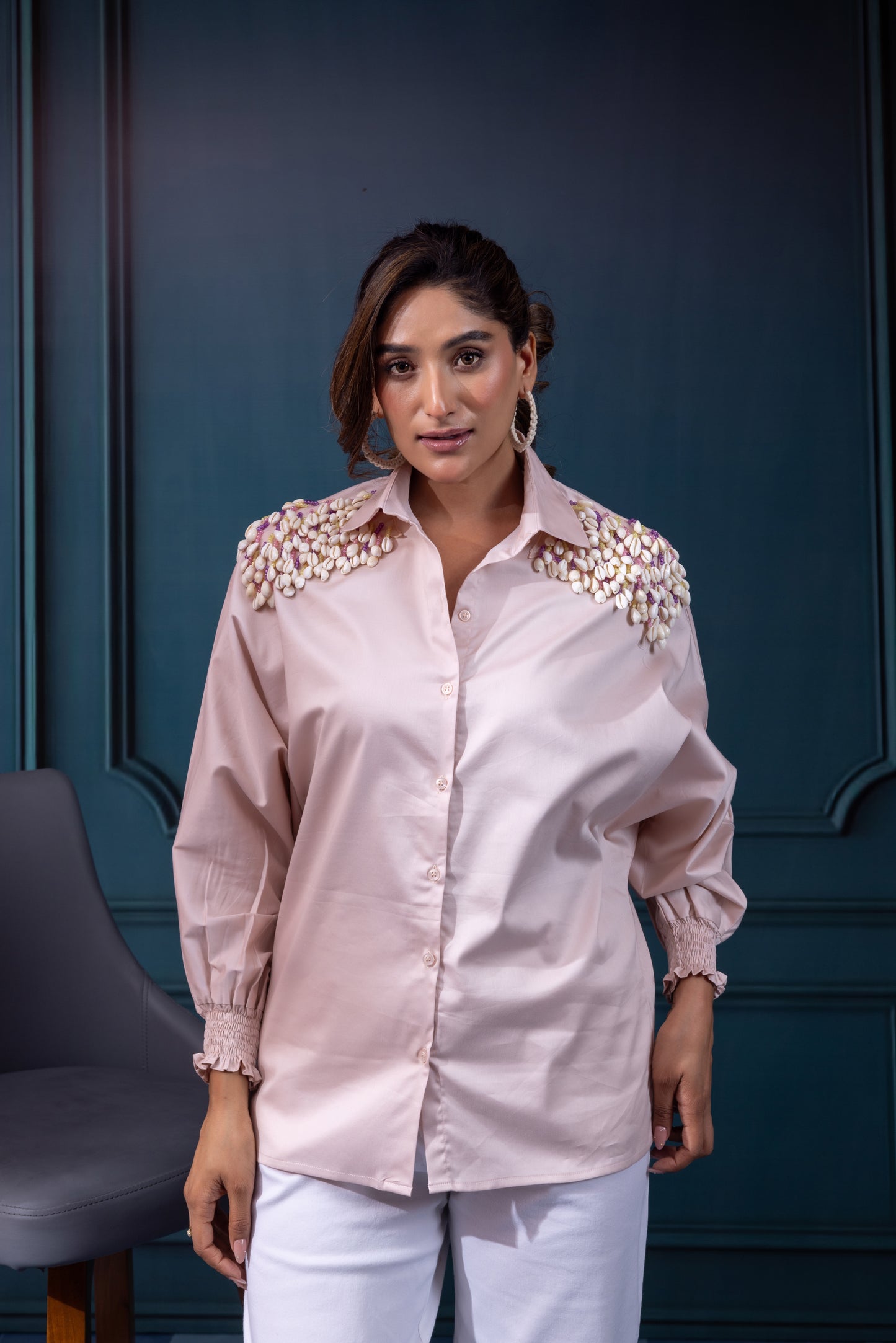 Pastel Peach shells shirt