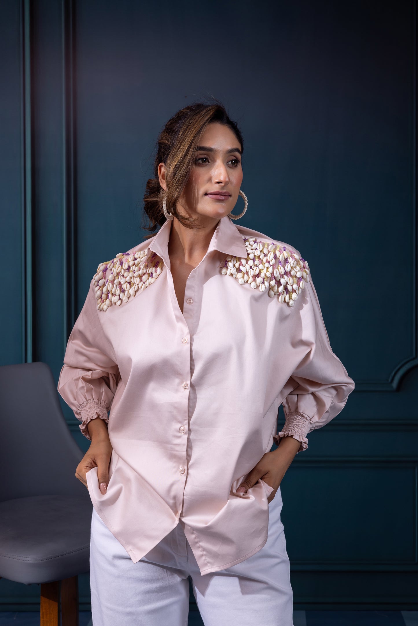 Pastel Peach shells shirt