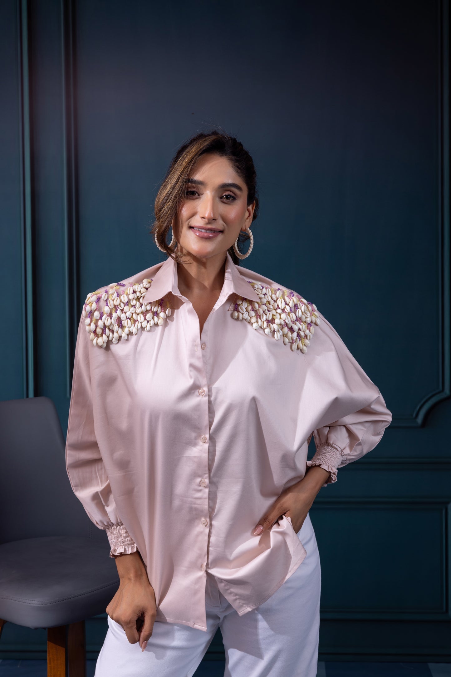 Pastel Peach shells shirt