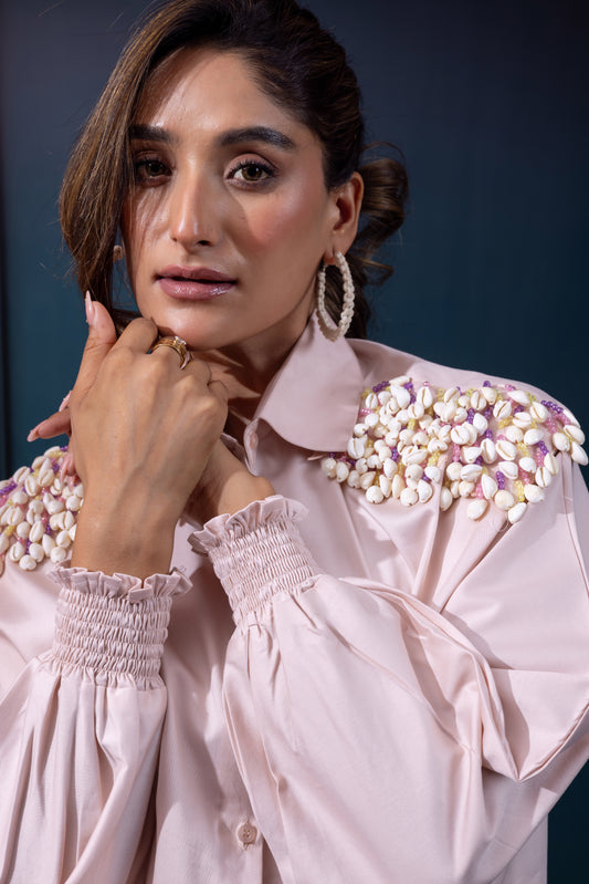 Pastel Peach shells shirt