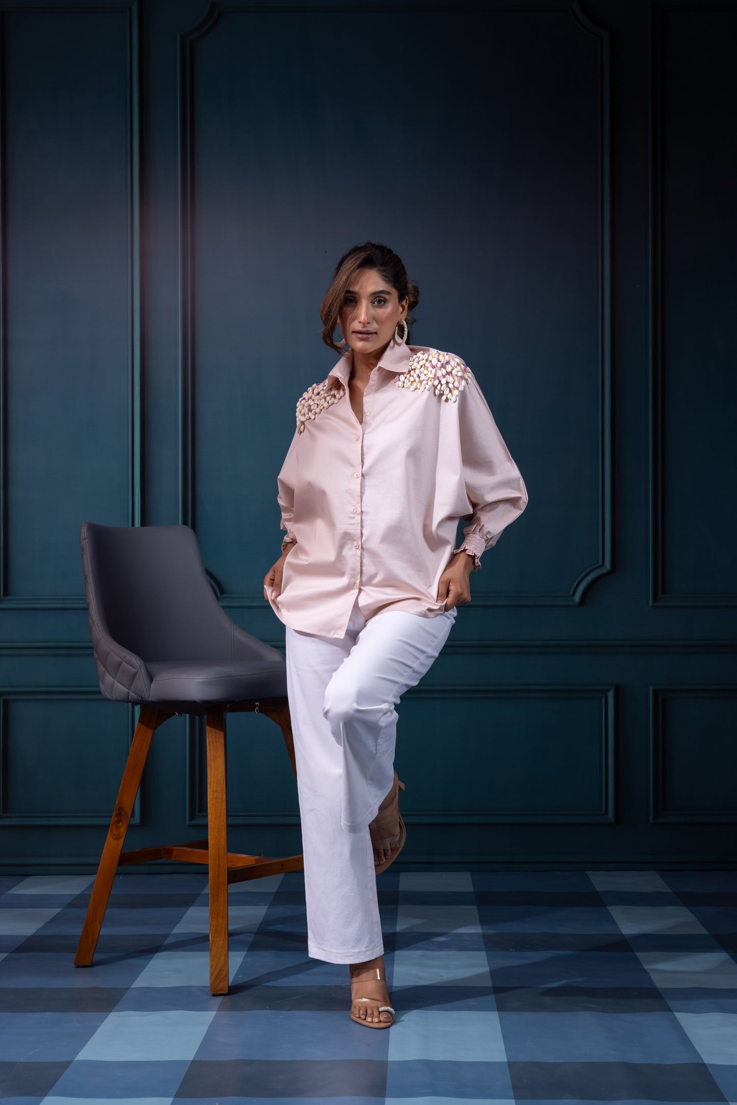 Pastel Peach shells shirt