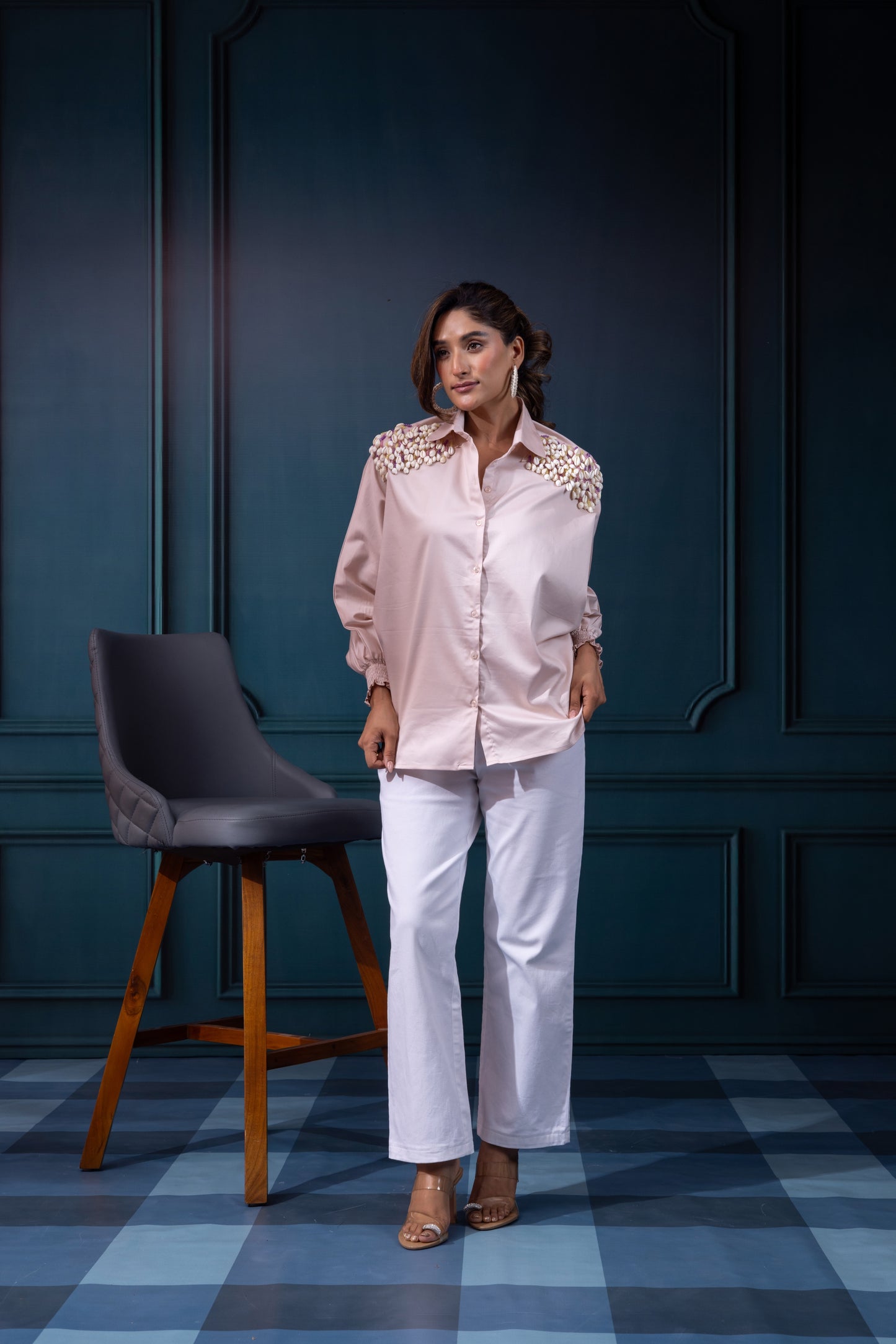 Pastel Peach shells shirt