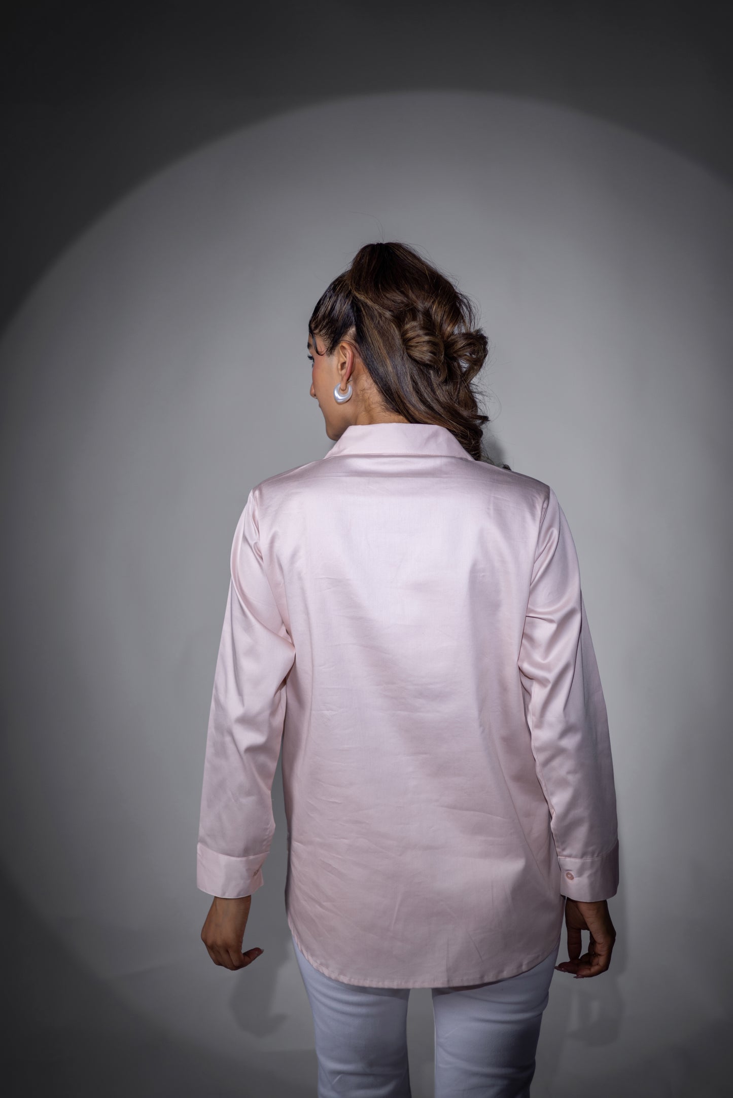 Peach flamingo double collared shirt